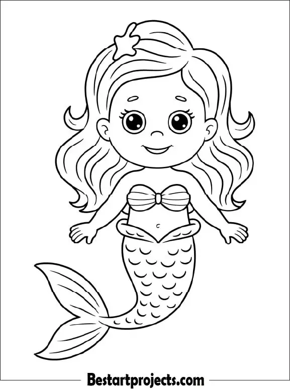 Cute Baby Mermaid Coloring Page