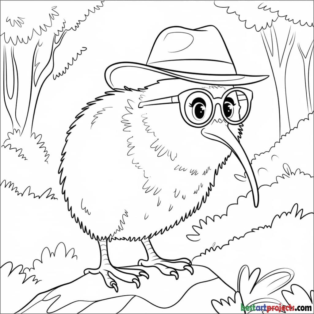 Cartoon Kiwi Bird Coloring Page