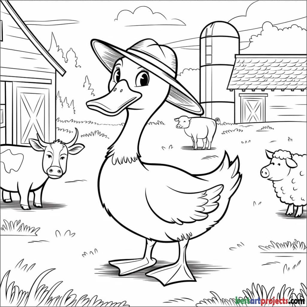 Farm Duck Coloring Sheet