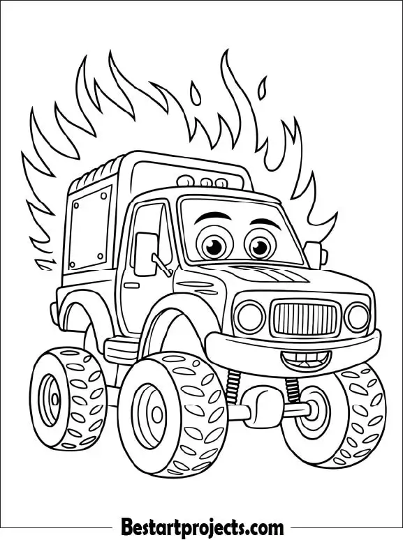 Easy Monster Truck Coloring Page