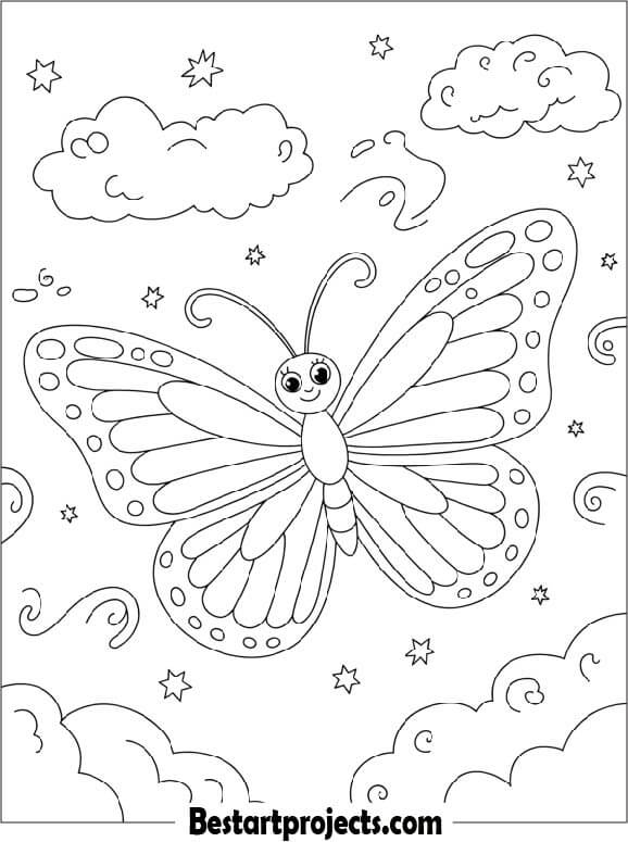 Happy Butterfly Flying in the Sky