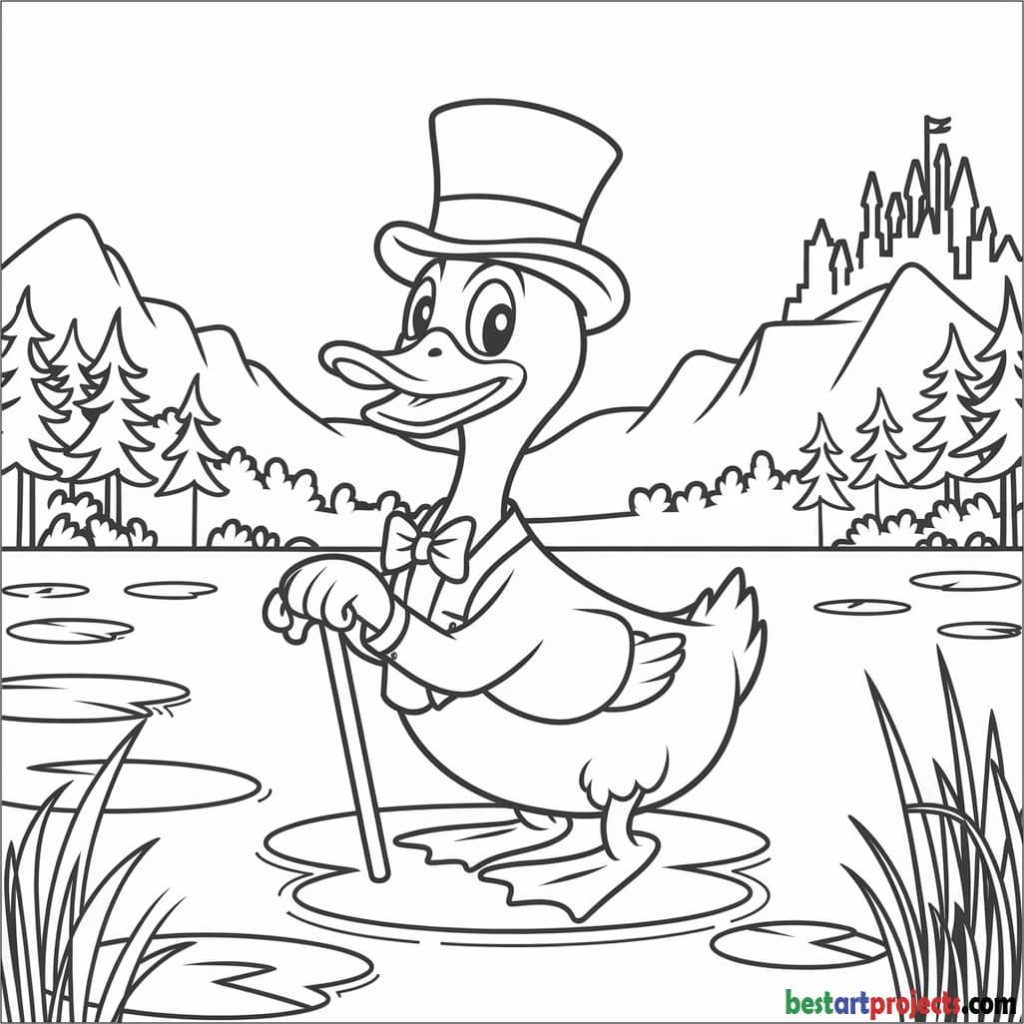 Cartoon Duck to Color