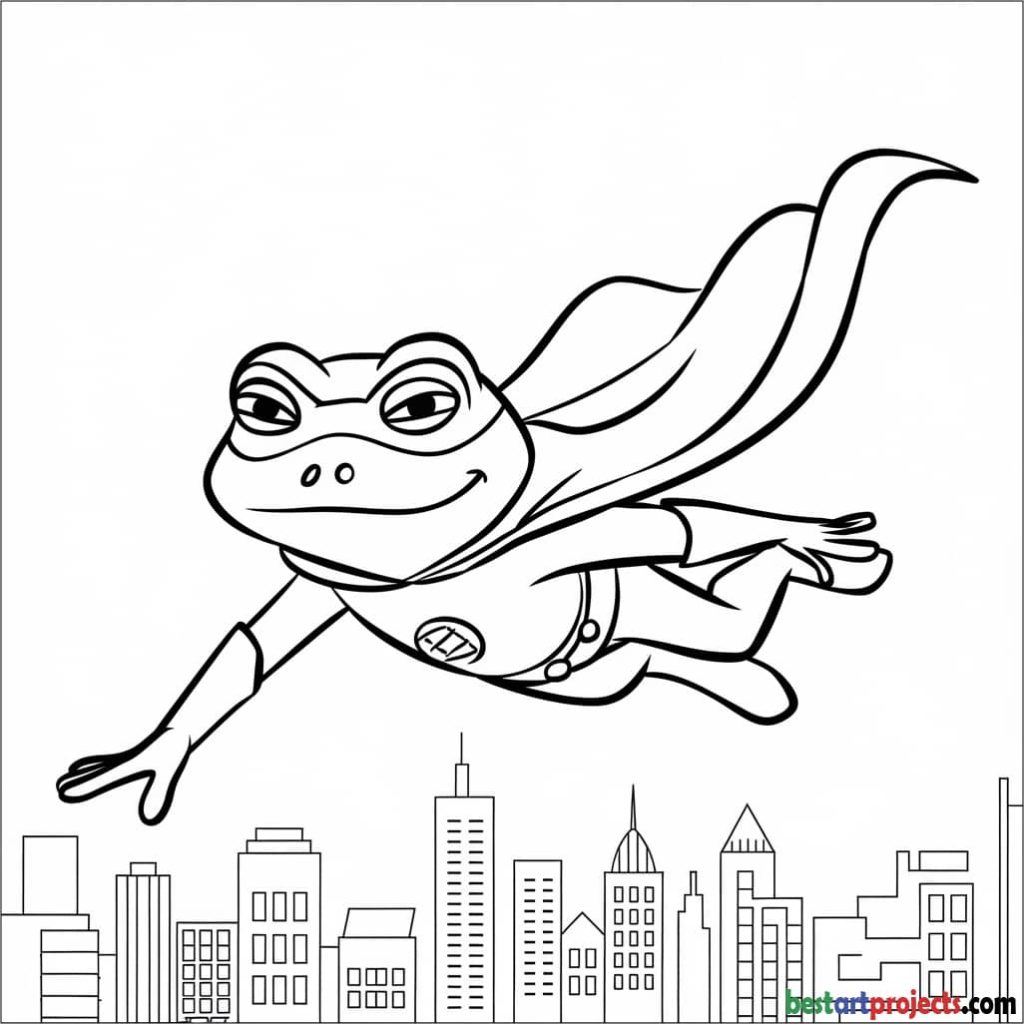 Superhero Frog Coloring Page