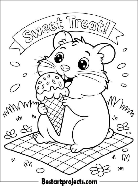 Hamster Enjoying an Ice Cream Cone