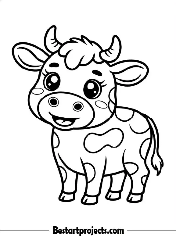11.kawaii cow coloring page