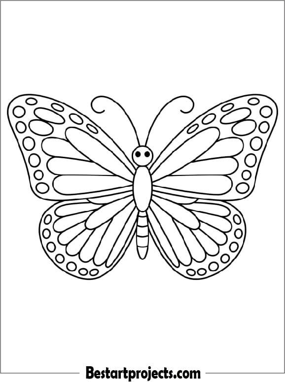 Easy Butterfly Coloring page for Preschool