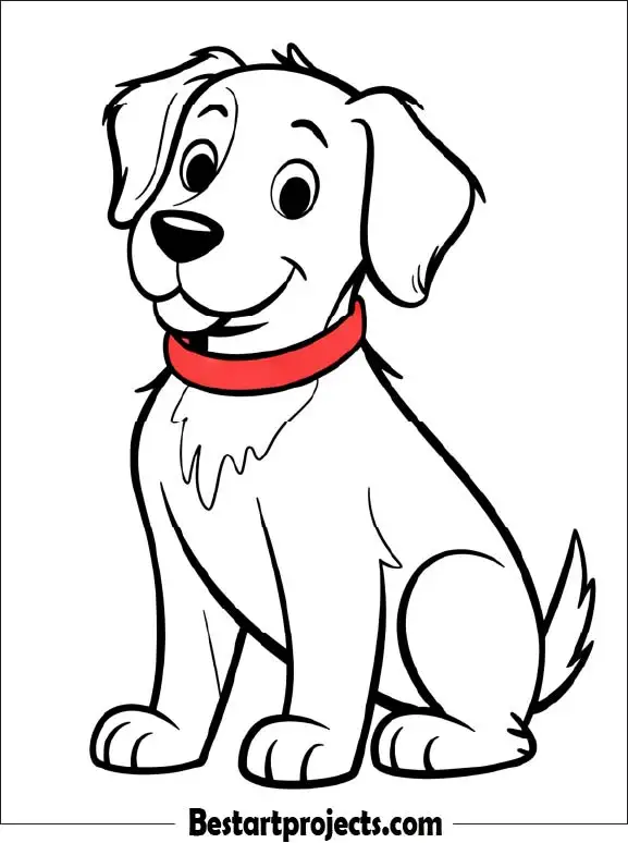 Simple Cartoon Dog Coloring Sheet for preschool