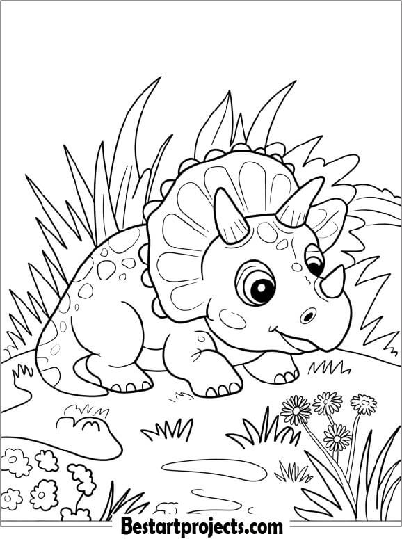 Baby Triceratops Coloring Sheet for Kids