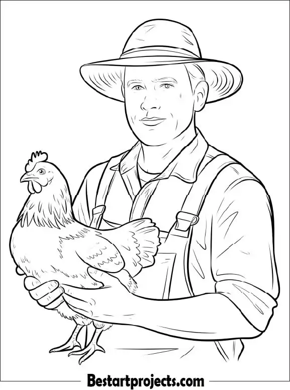 13.Fammer Holding a Chicken