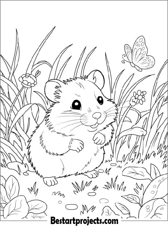 Hamster Peeking through Grass