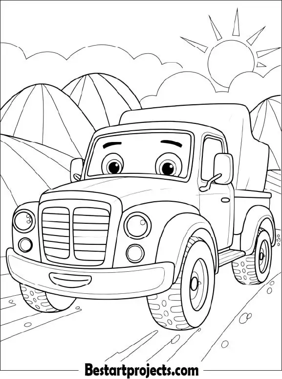 Happy Truck Coloring Page for Kids
