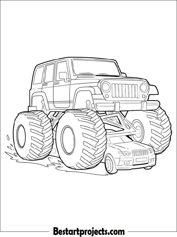 Monster Truck Jeep Coloring Page