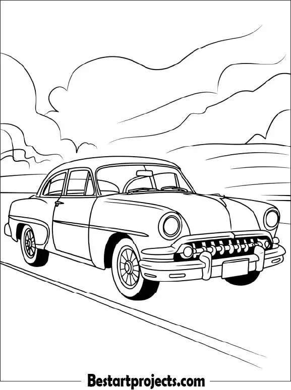 Cartoon Classic Car Coloring Page