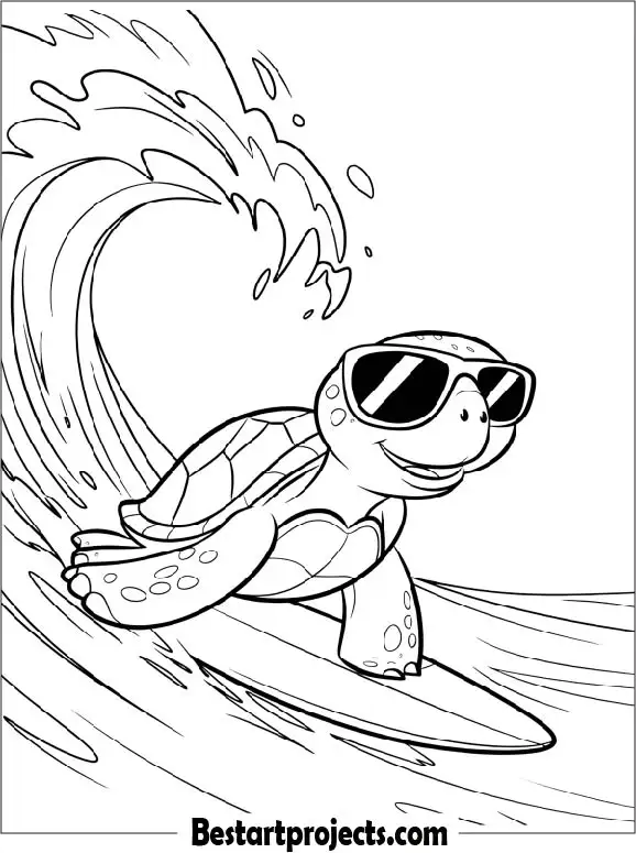 14.Turtle Riding a Surfboard