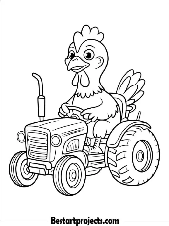 15.Chicken Driving  a Tractor