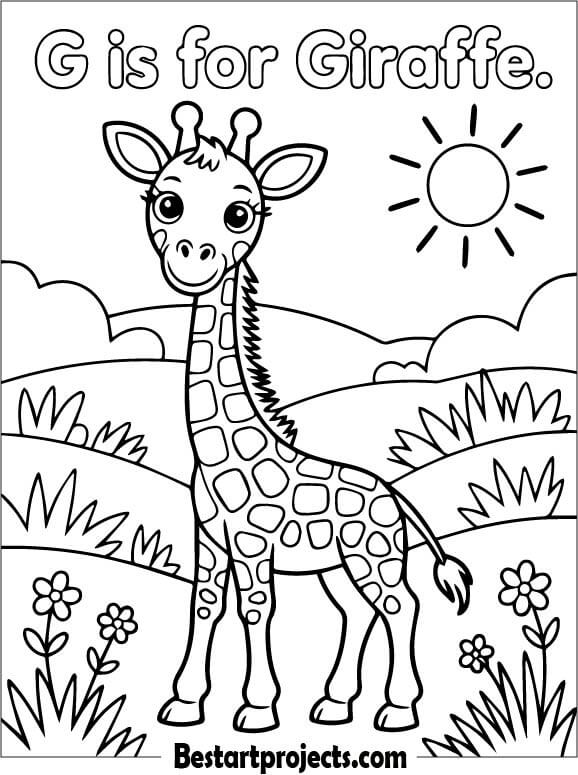 G is for Giraffe Coloring Page for Kids