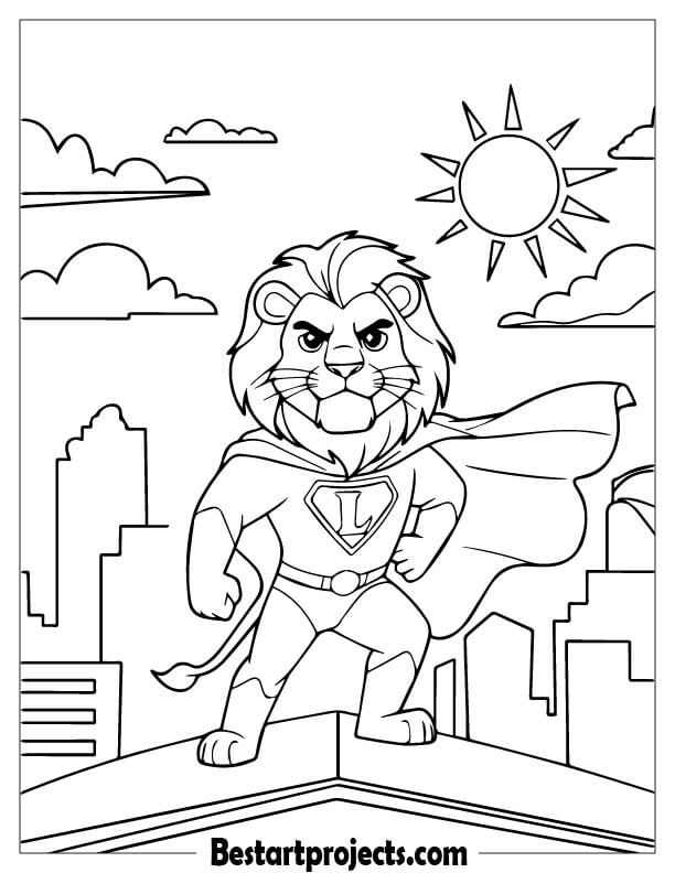 Lion dressed as a superhero