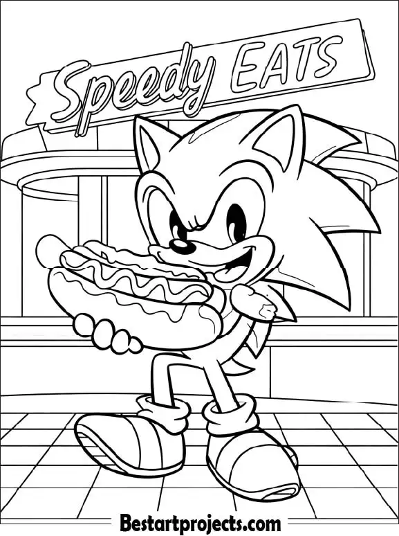 15.Sonic Eating a Chili Dog - Coloring Sheet