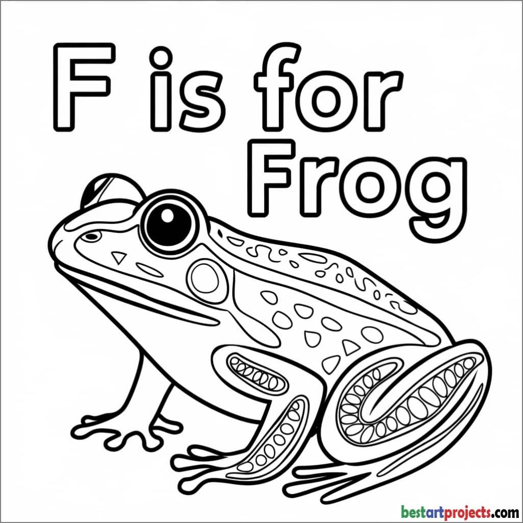 “F is for Frog” Coloring Worksheet for Preschoolers