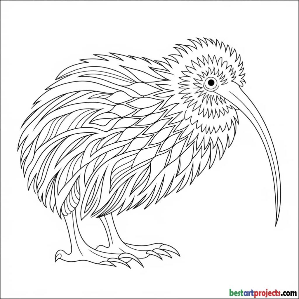 Zentangle Kiwi Bird Coloring Page