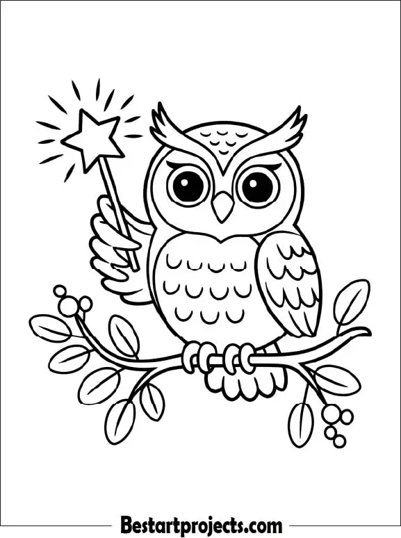 16.Cute Owl with a Star Wand