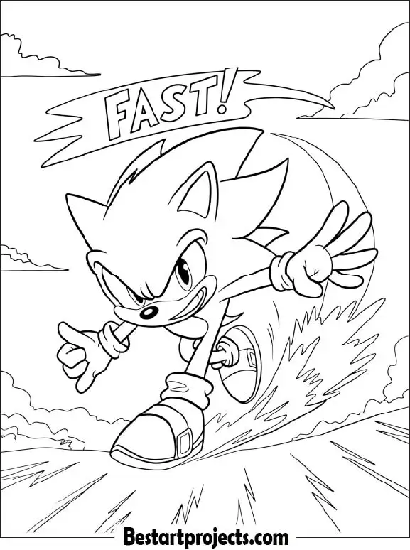 16.Sonic in a Race Pose - Coloring page
