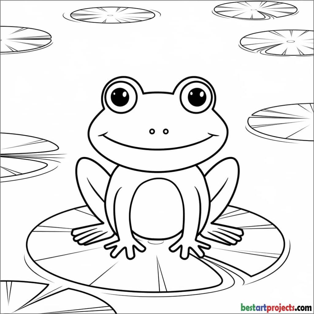 Frog Sitting on a Lily Pad Coloring Sheet for Kids
