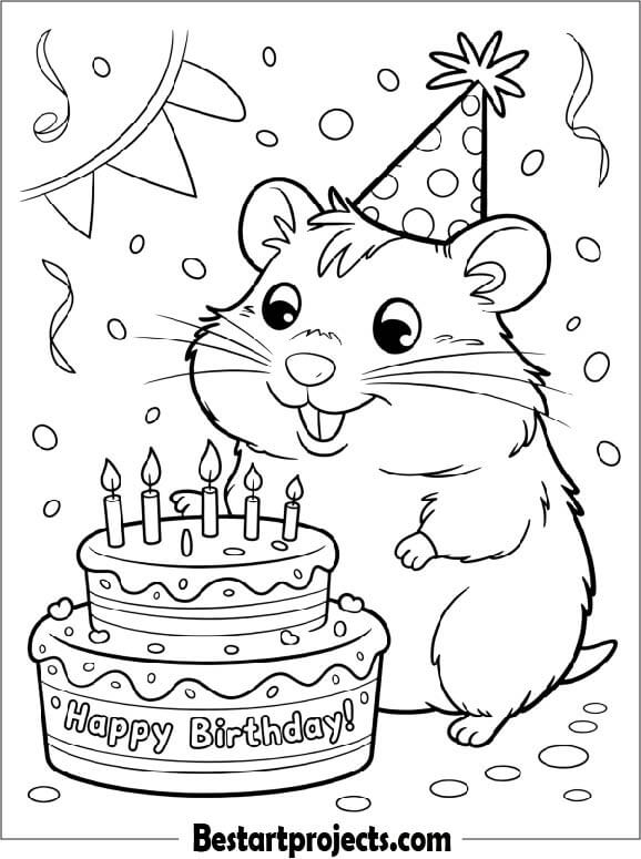 Hamster Celebrating a Birthday with a Cake
