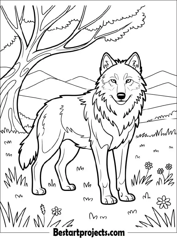 Majestic Wolf Coloring Sheet for Kids