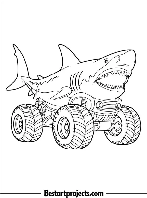 Megalodon Monster Truck Coloring Page