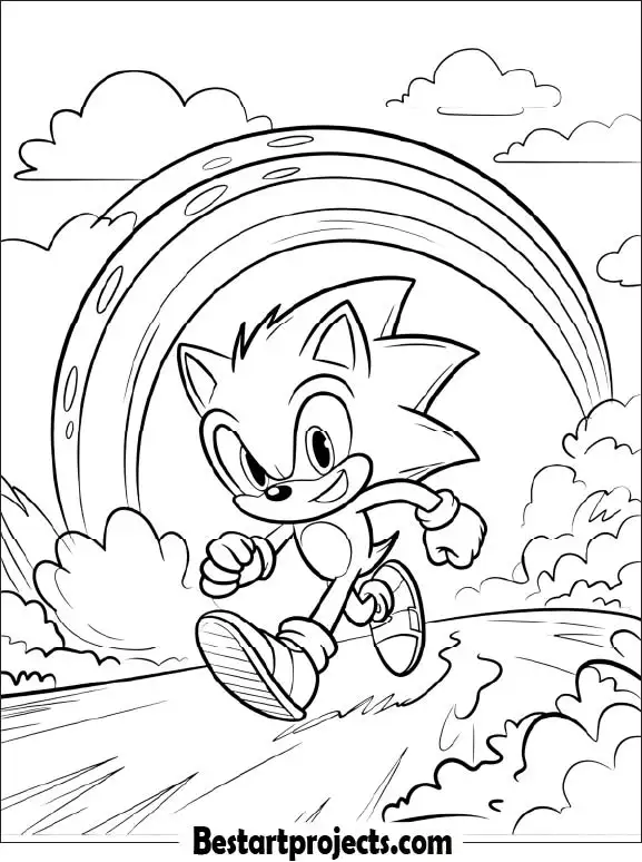17.Sonic under a Rainbow - Coloring Sheet