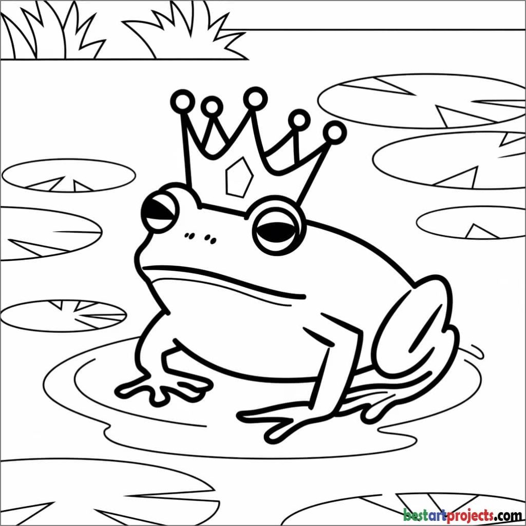  A Frog with a Crown Free Coloring Sheet