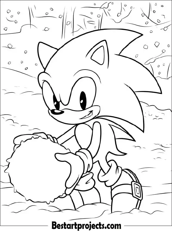 19.Snow making a snowball - Coloring page