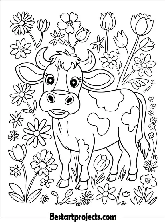 19.Spring Cow with Flowers