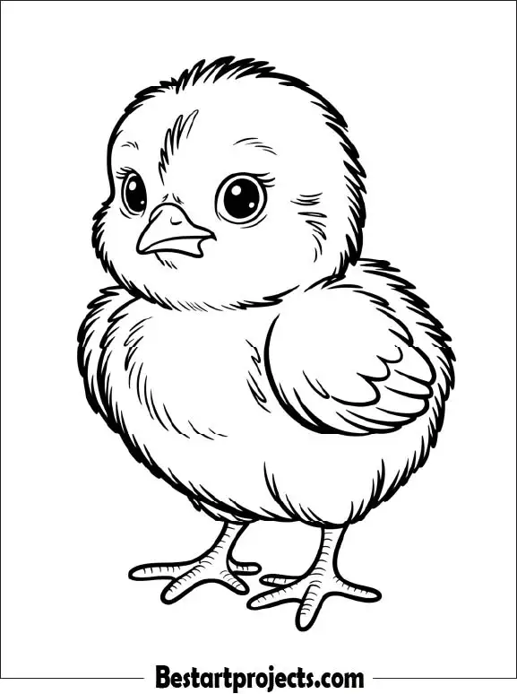 2.Adorable Baby Chick Coloring Page
