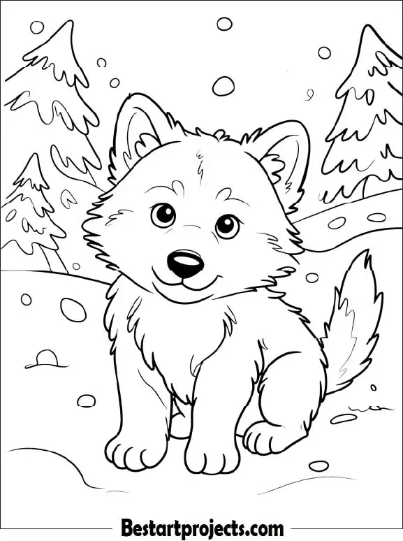 Baby Wolf Coloring Page