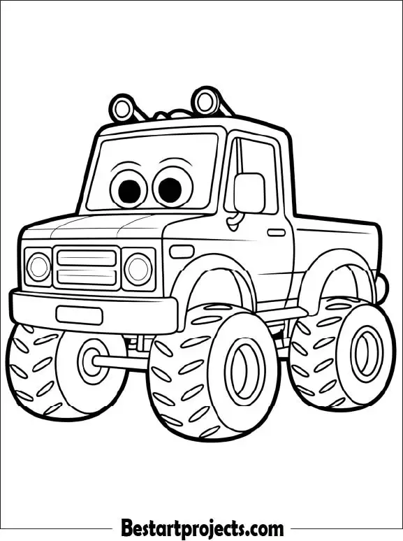 Easy Outline Of a Monster Truck