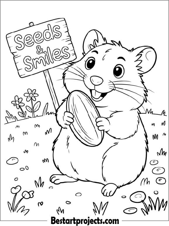 Happy Hamster Holding a Sunflower Seed