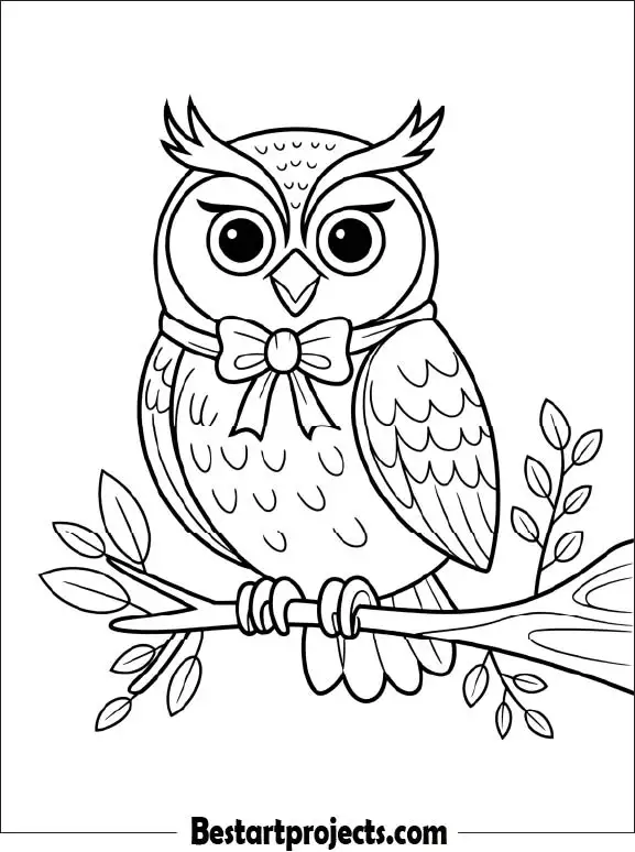 2.Happy Owl Wearing a Bow Tie