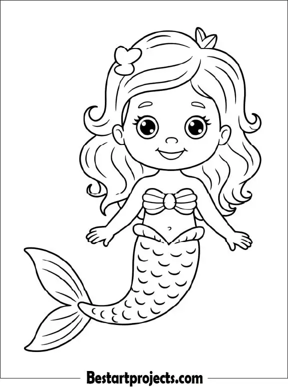 Simple Mermaid Coloring Page for Kids