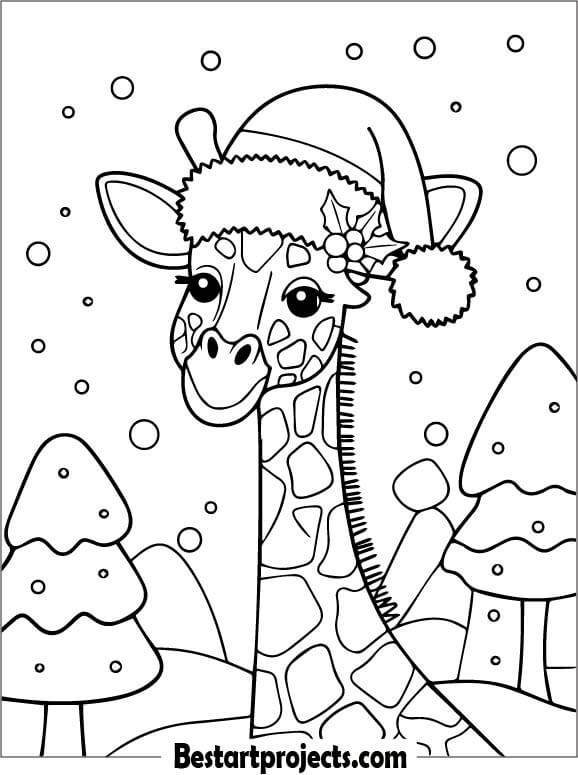 Giraffe with Santa hat