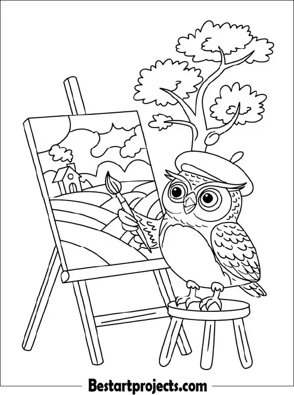 20.Little Owl Painting a Picture