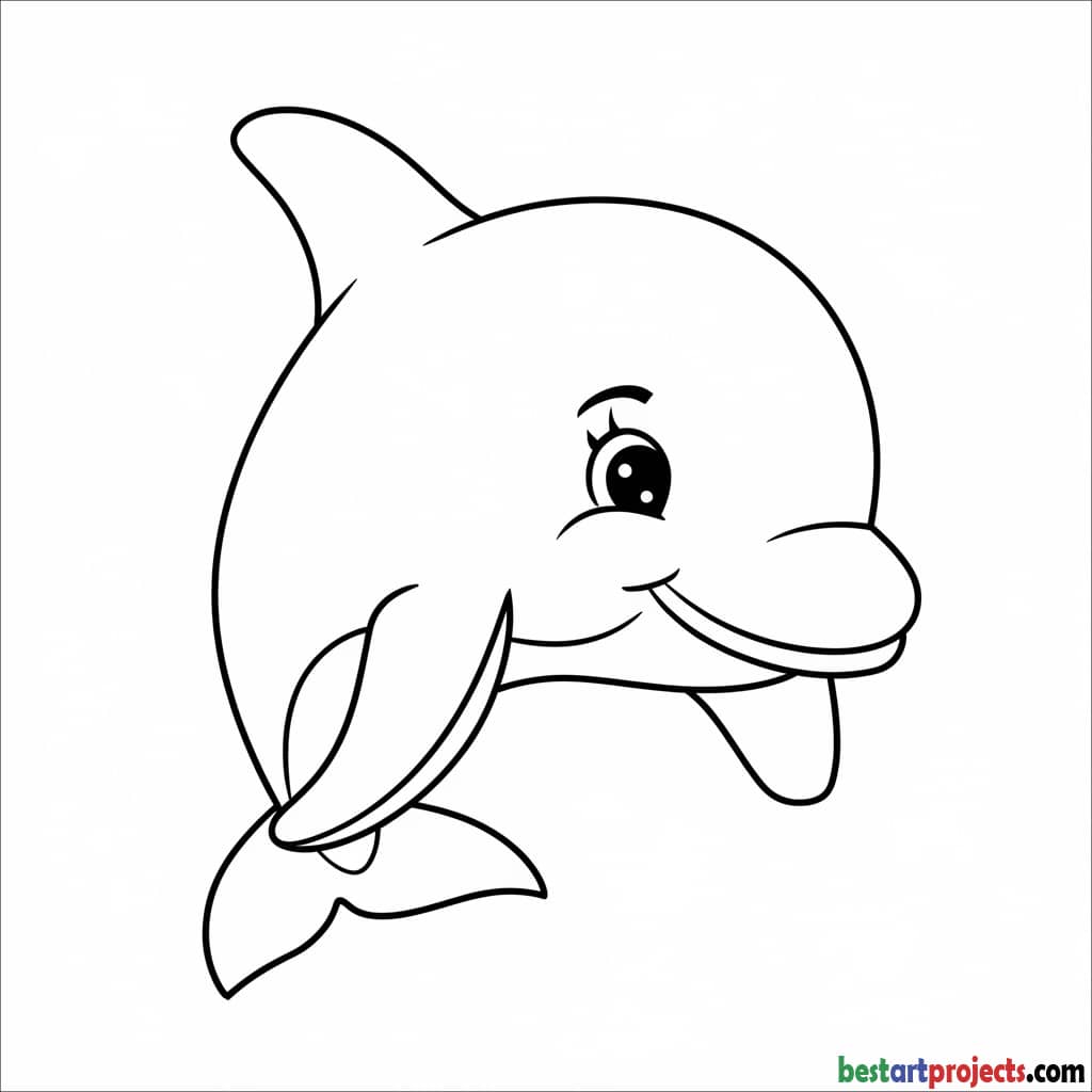 Easy dolphin coloring page