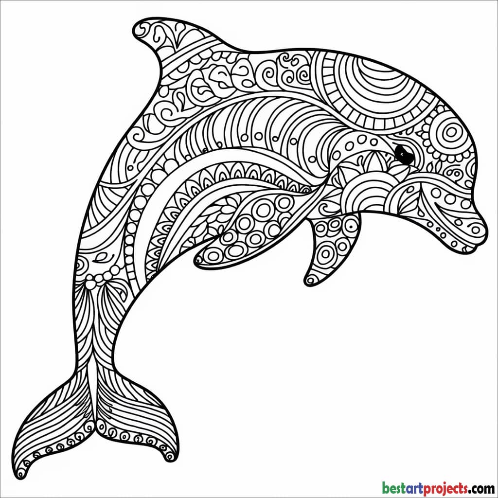 Mandala Dolphin Coloring Page For Adults
