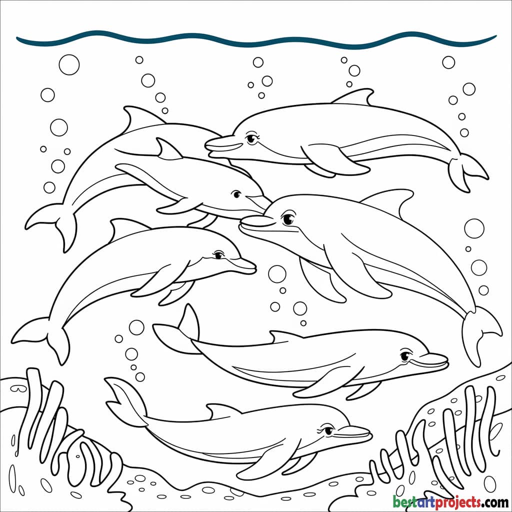 Dolphin Family Coloring Sheet