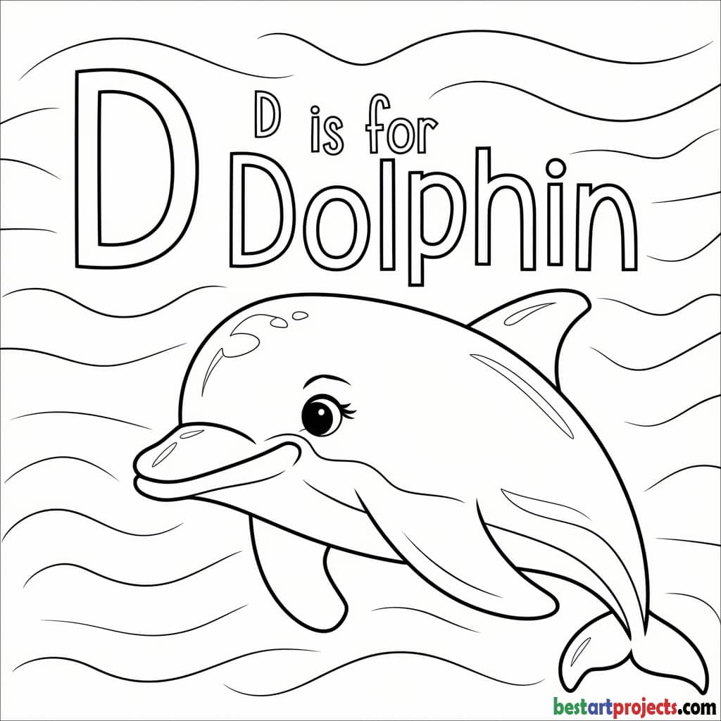 “D is for Dolphin” Coloring Sheet to print