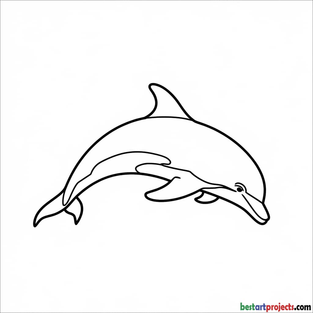 Simple Outline Of Dolphin For Kids