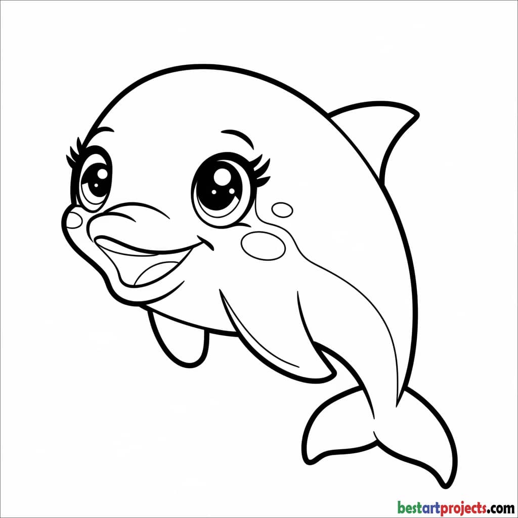 Cute Kawaii Dolphin  Coloring page