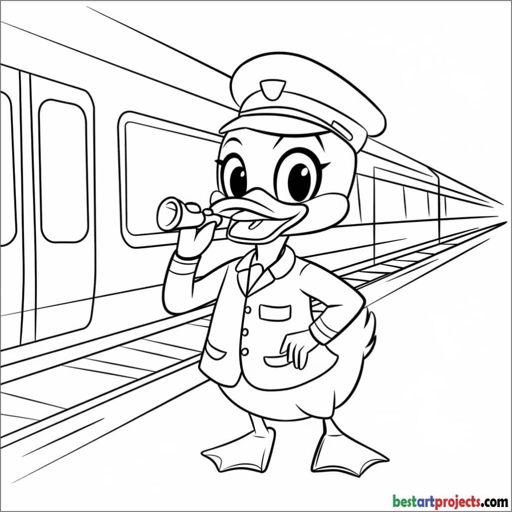 Duck as a Train Conductor