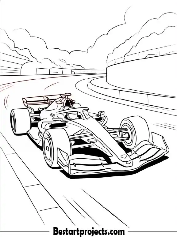 F1 Sports Race Car Coloring Page Coloring Sheet